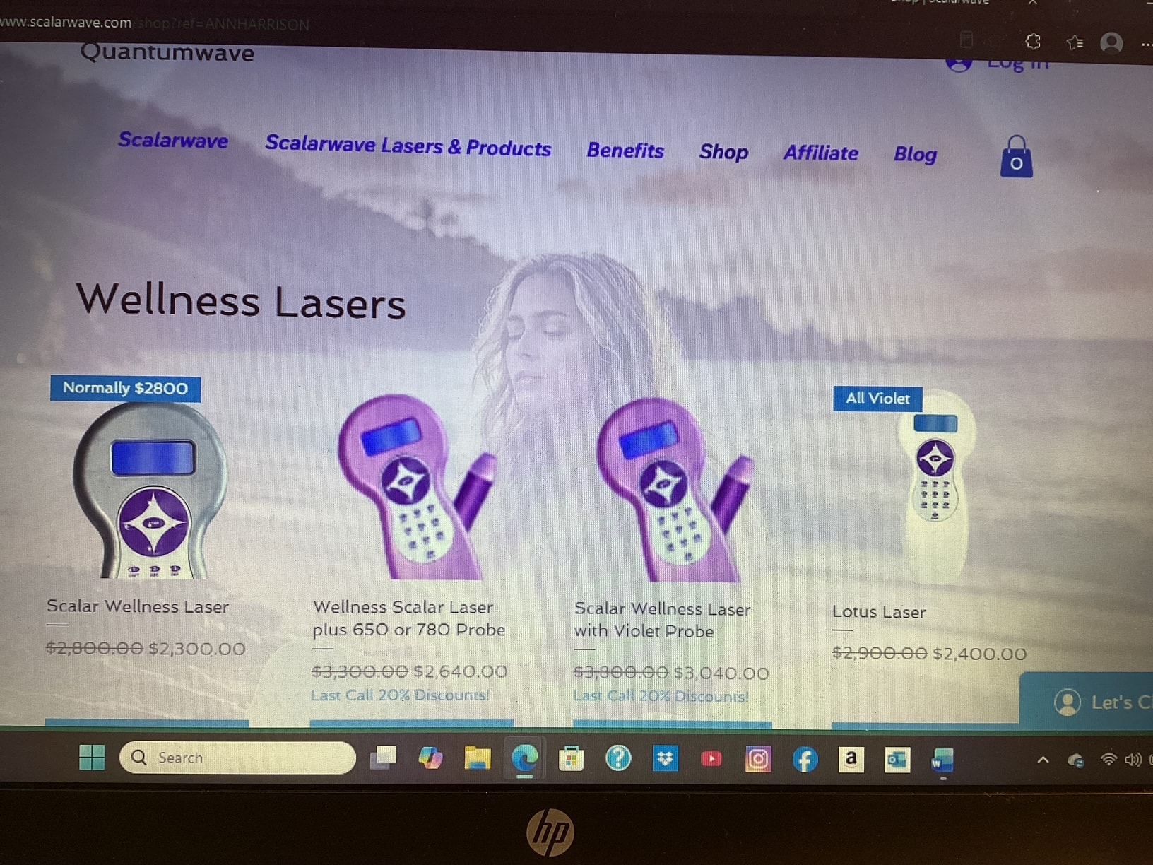 Quantumwave Wellness Lasers pricing — four laser models with current sale prices
