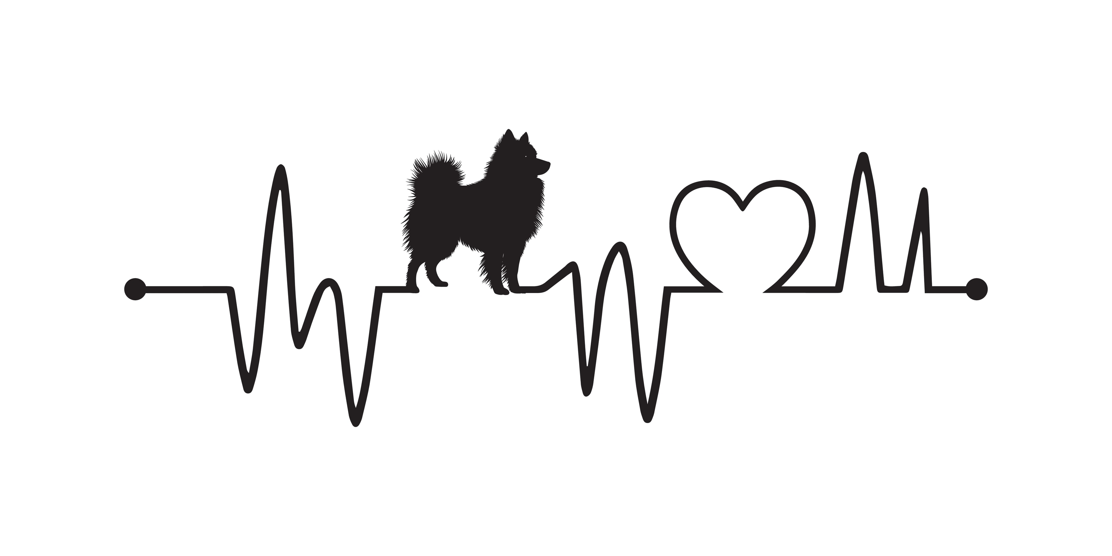 Dog heartbeat line graphic with heart symbol